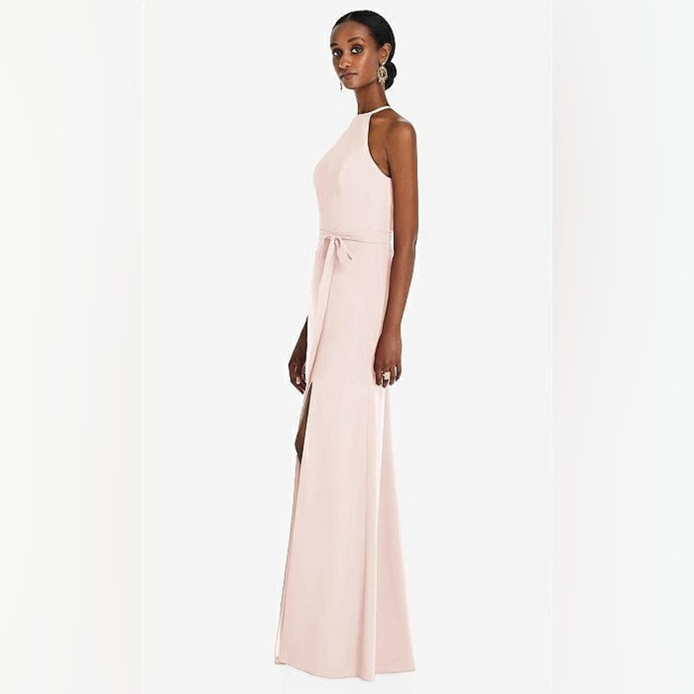 NEW - DESSY GROUP - 3092 HALTER NECK DRESS - BLUSH - SIZE 8